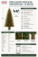 EDG Enzo De Gasperi | Albero di Natale Pino Luxury New Slim con 2000 Led  H 180 cm