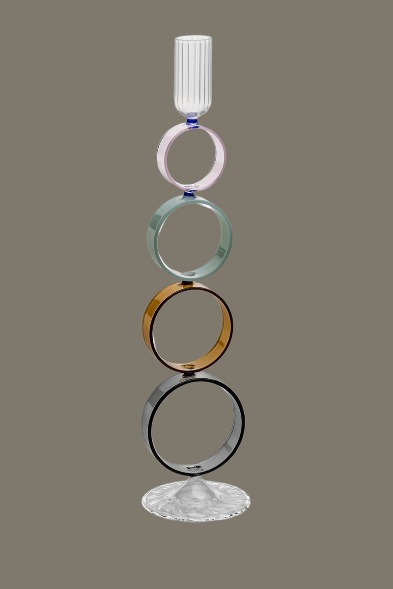 Galbiati Milano Portacandela Rings con anelli in vetro borosilicato colorati