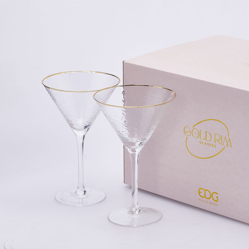 Enzo De Gasperi Set 6 Calici Cocktail Goldrim in vetro trasparente e bordo oro