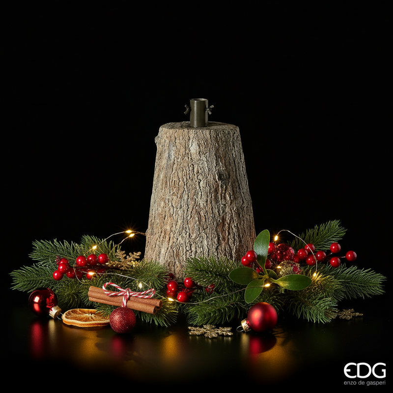 EDG Enzo De Gasperi | Base tronco H 43 cm effetto legno per Albero Natale 2025