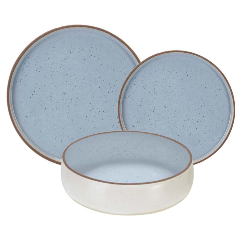 Servizio di Piatti 18 pz Biscuit Light Blue in Stoneware Fade Maison