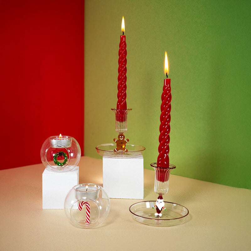 WD Lifestyle | Porta tealight in vetro borosilicato con decorazione Natalizia - Natale 2025