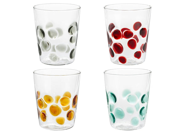 Set Bicchieri 4 pz. Dots in vetro con decoro Galbiati