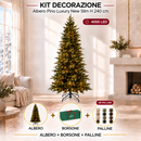 Kit Decorazione Natale | Albero Pino Luxury New Slim H 240 cm con 4000 LED, Borsone e 48 Palline