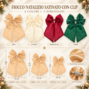 EDG Enzo De Gasperi | Fiocco Natalizio Satinato con Clip – 4 Colori e 3 Dimensioni