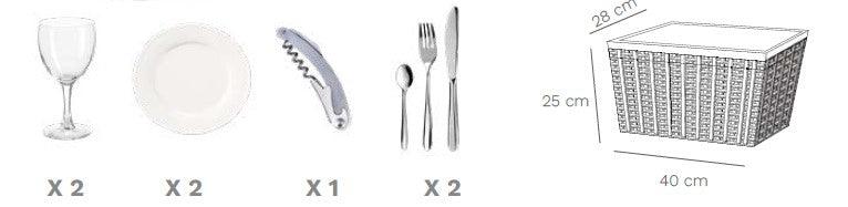 Cestino da picnic in vimini bianco per 2 persone WD Lifestyle