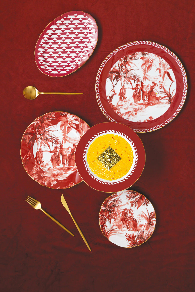 Piatto a servire ovale piccolo in Porcellana Collezione Le Rouge By Baci Milano