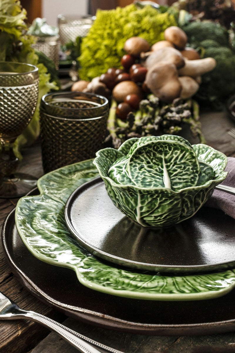 Bordallo - Pinheiro Piatto da portata Ovale in ceramica | Couve Verde - Beige