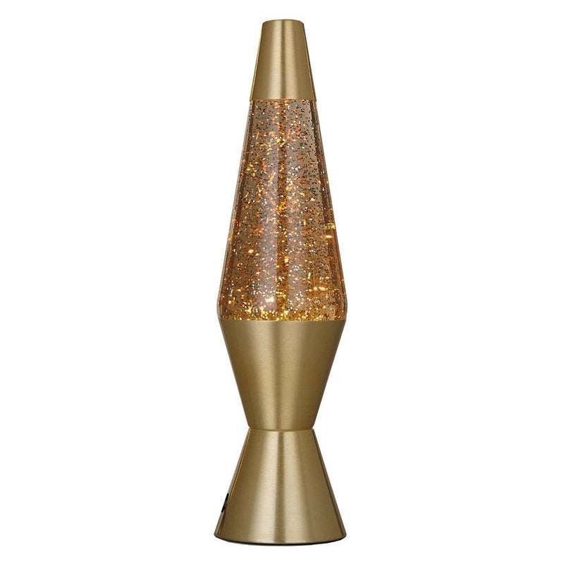 Lampada da Tavolo Lava Lamp Base Oro e Liquido Glitter Oro Fisura