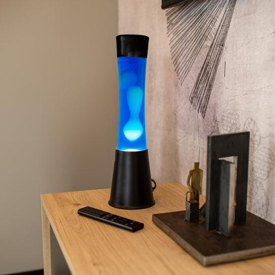 Lampada da Tavolo Tower Lava Lamp Base Nera e Liquido Blu  Fisura