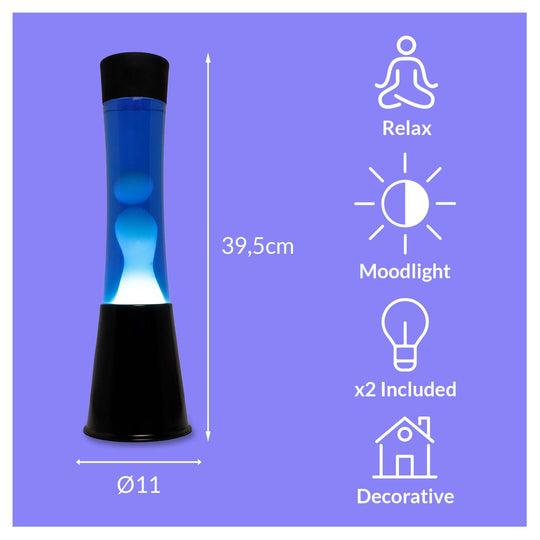 Lampada da Tavolo Tower Lava Lamp Base Nera e Liquido Blu  Fisura