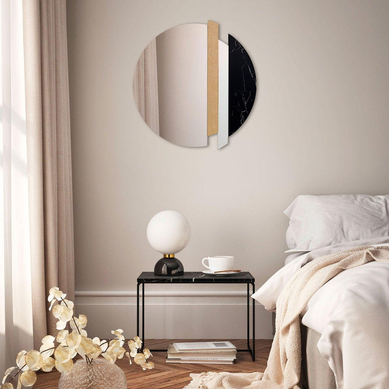 Specchio D'Arte a Parete Ø 60 Golden Slice Agave