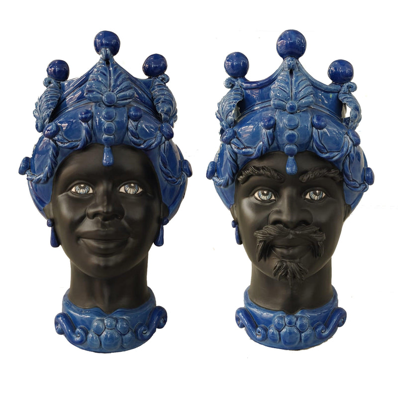Testa di Moro Liberty Nero Satinato e Blu Notte Verus Caltagirone