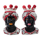 Verus Caltagirone Coppia Di Mori In Movimento Ornato Rosso