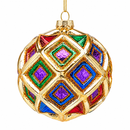 Enzo De Gasperi Palla Rombi in Vetro Natale - 2 Decori
