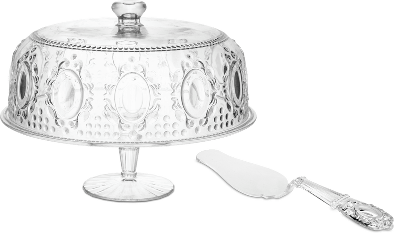 Set alzata torta + paletta torta trasparente Baroque&Rock Baci Milano