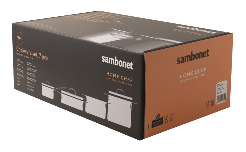 🆕 Sambonet | Batteria di Pentole Home Chef Inox 7 pz – Collezione 5-Ply