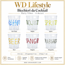 WD Lifestyle | Bicchiere da Cocktail con scritta decorativa in Vetro Borosilicato - 6 Decori