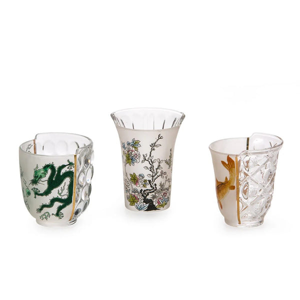 Seletti | Set 3 pz. Bicchieri in vetro Hybrid - Aglaura