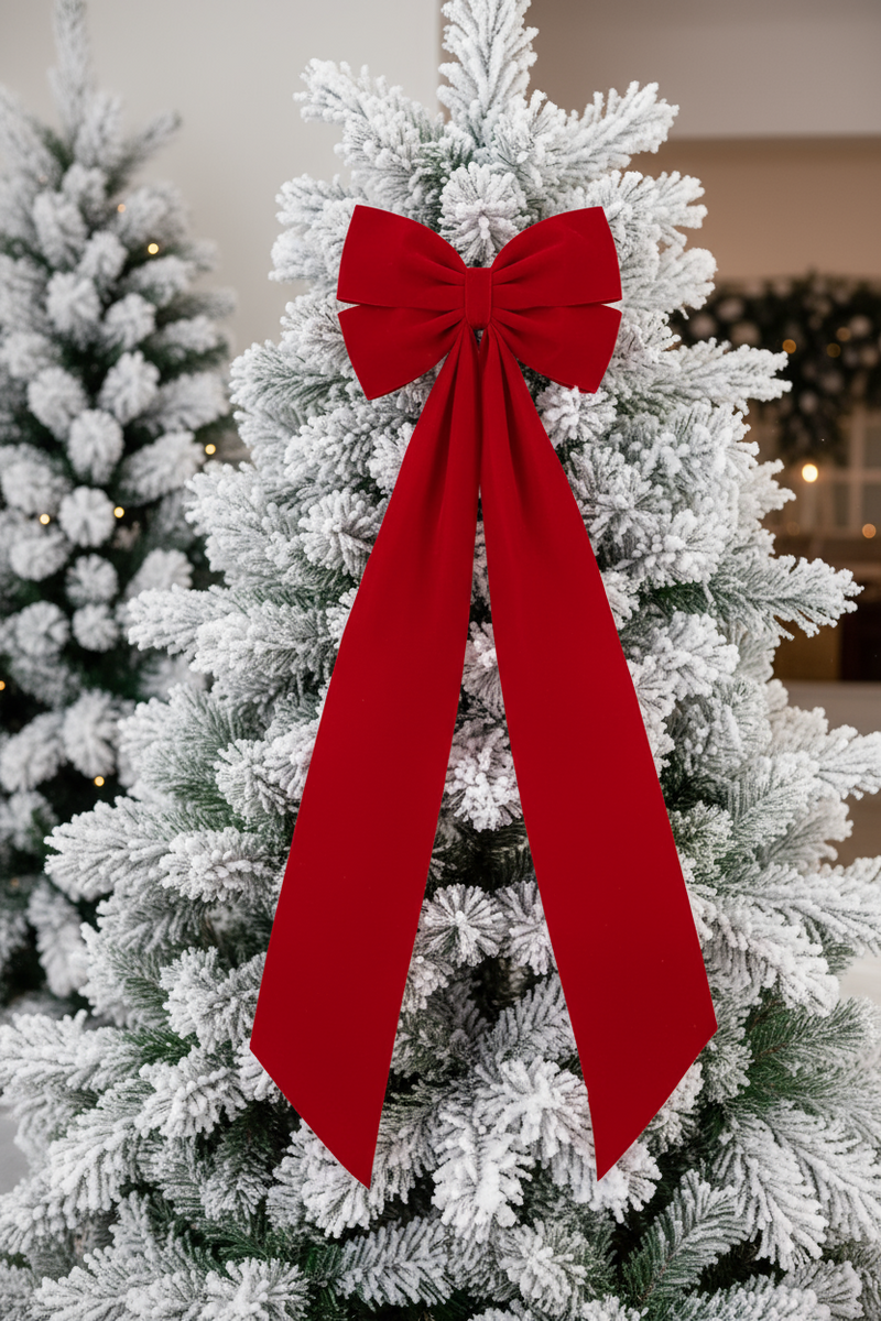 Fiocco Natalizio In Velluto Verde - Per Albero, Finestre, Decorazioni, Disponibile In Diverse Dimensioni