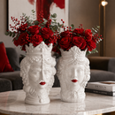 Mastercraft | Vaso Testa Principe / Principessa con Bocca Rossa H.39 cm