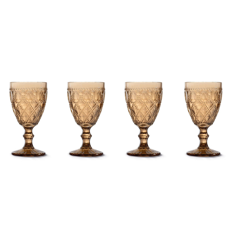 Set 4 pz. Calici in vetro decoro a rilievo 400 ml. WD Lifestyle