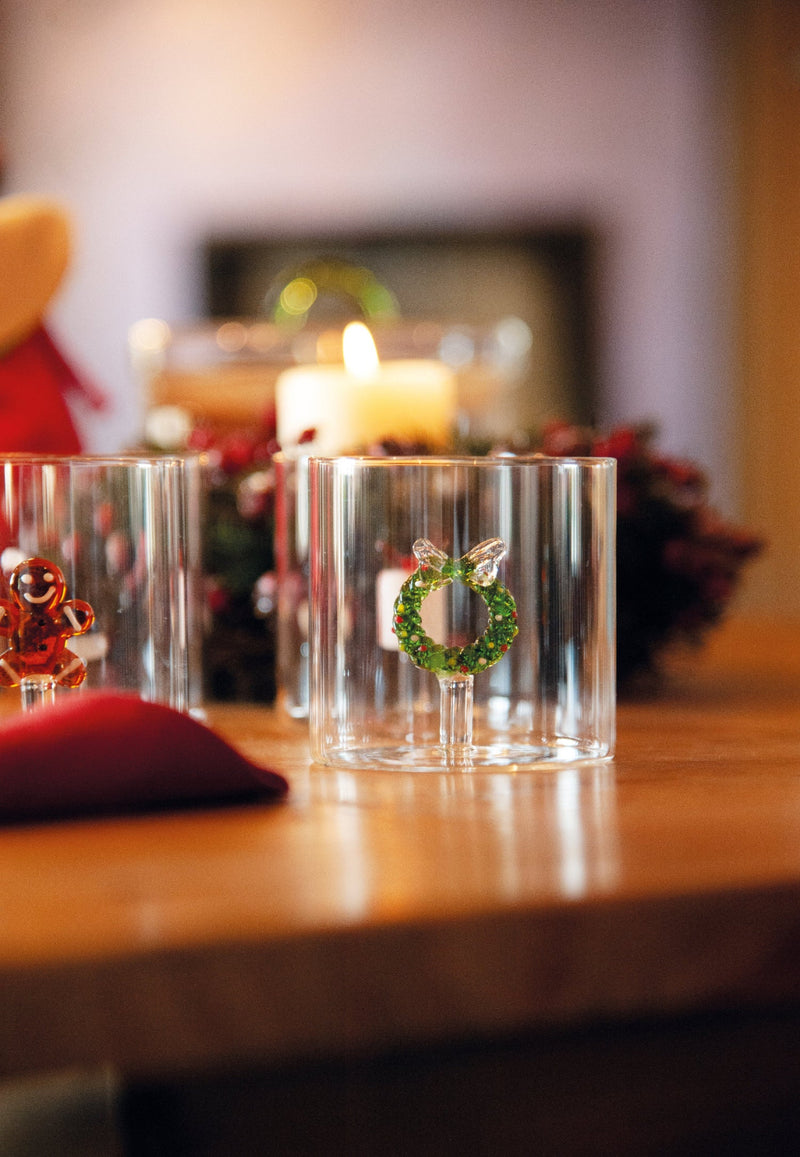 WD Lifestyle | Bicchiere in vetro borosilicato con decorazione interna Natale 2025