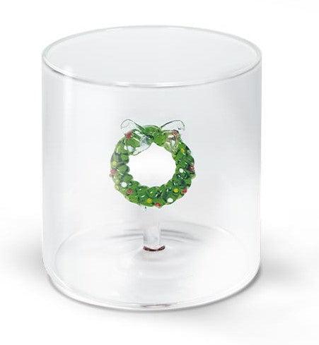WD Lifestyle Bicchiere in vetro borosilicato capacità 250 ml. decoro NATALE 2024