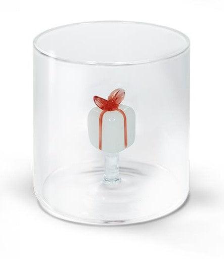 WD Lifestyle Bicchiere in vetro borosilicato capacità 250 ml. decoro NATALE 2024