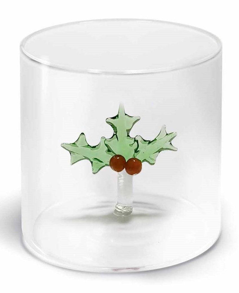 WD Lifestyle Bicchiere in vetro borosilicato capacità 250 ml. decoro NATALE 2024