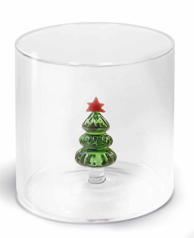 WD Lifestyle Bicchiere in vetro borosilicato capacità 250 ml. decoro NATALE 2024