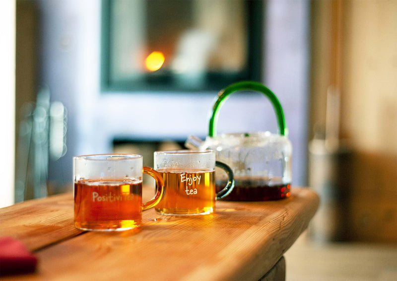 Set 4 tazze da tè/ in vetro borosilicato con decoro WD Lifestyle