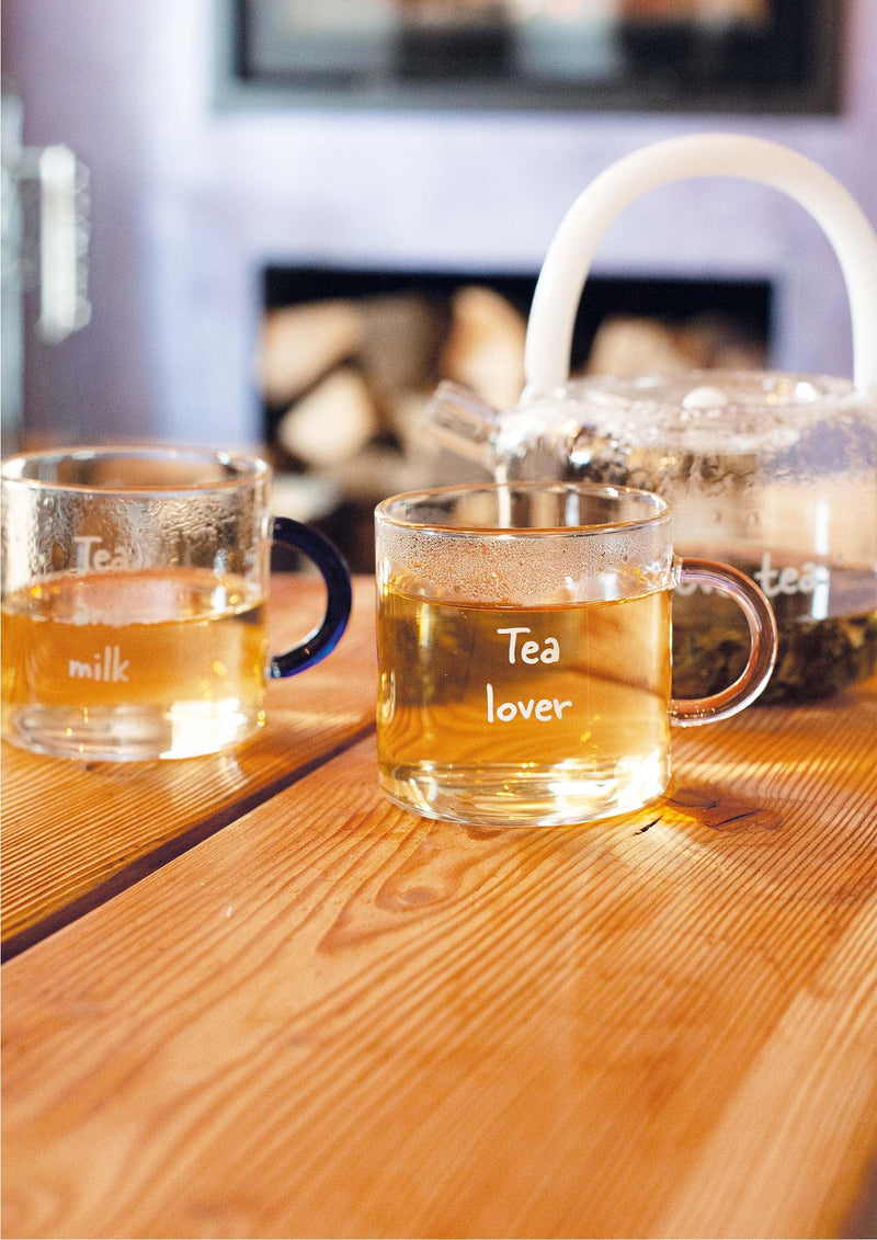 Set 4 tazze da tè/ in vetro borosilicato con decoro WD Lifestyle