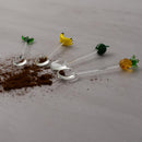 Set 4 cucchiaini da caffè con decoro estivo in vetro soffiato colorato WD Lifestyle