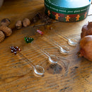 WD Lifestyle | Set 4 Cucchiaini caffè con decoro Natalizio in vetro artigianale Natale 2025