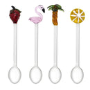 Set 4 cucchiaini da caffè con decoro estivo in vetro soffiato colorato WD Lifestyle