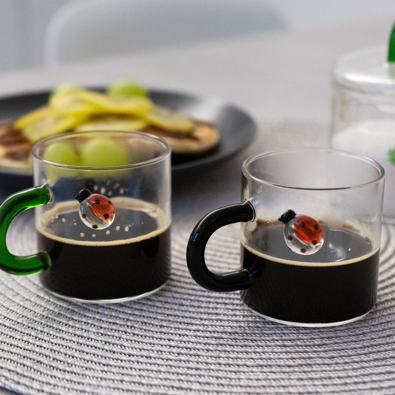 Set 2 pz. tazzine da caffè in borosilicato con decori e manico colorato Monterey WD Lifestyle