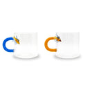 Set 2 pz. tazzine da caffè in borosilicato con decori e manico colorato Monterey WD Lifestyle