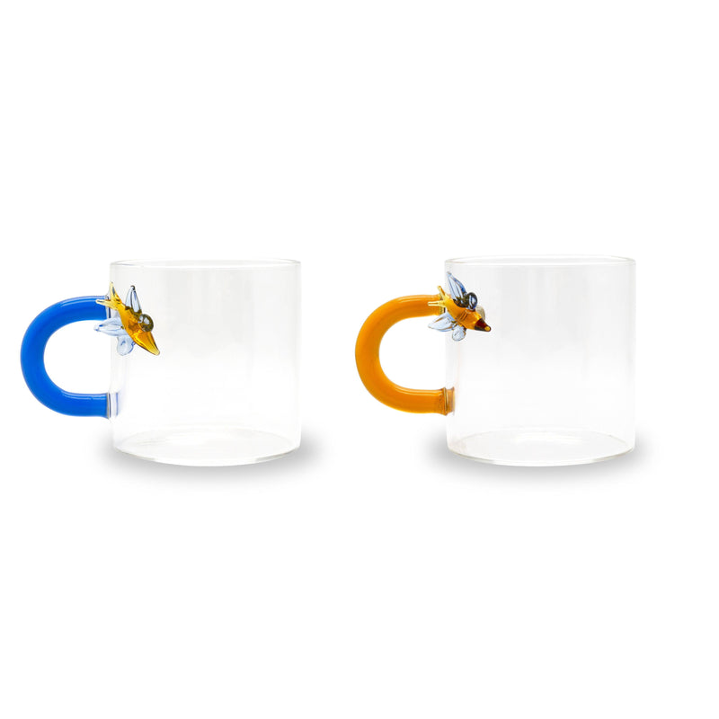 Set 2 pz. tazzine da caffè in borosilicato con decori e manico colorato Monterey WD Lifestyle