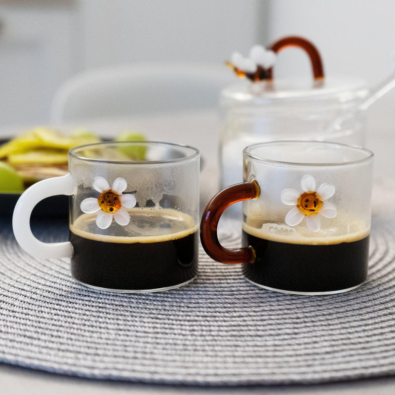 Set 2 pz. tazzine da caffè in borosilicato con decori e manico colorato Monterey WD Lifestyle