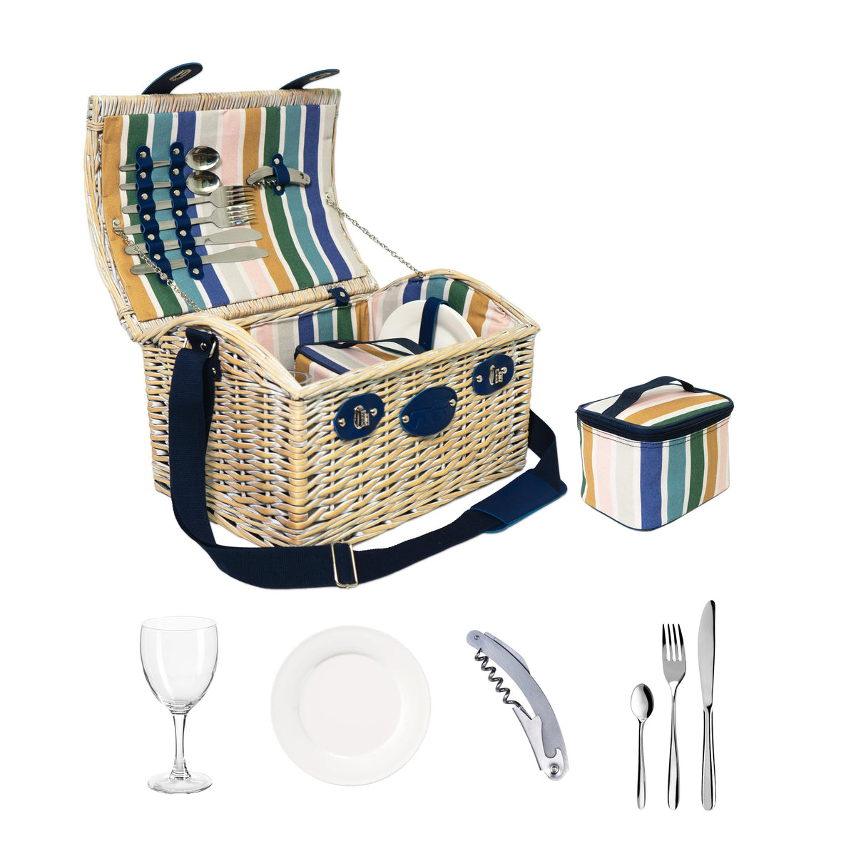 Cestino Da Picnic In Vimini Intrecciato 33x23x13 Cm &ndash; Fodera A Quadri, Doppi Manici Pieghevoli, Per Spiaggia, Giardino, Regali E Decorazioni
