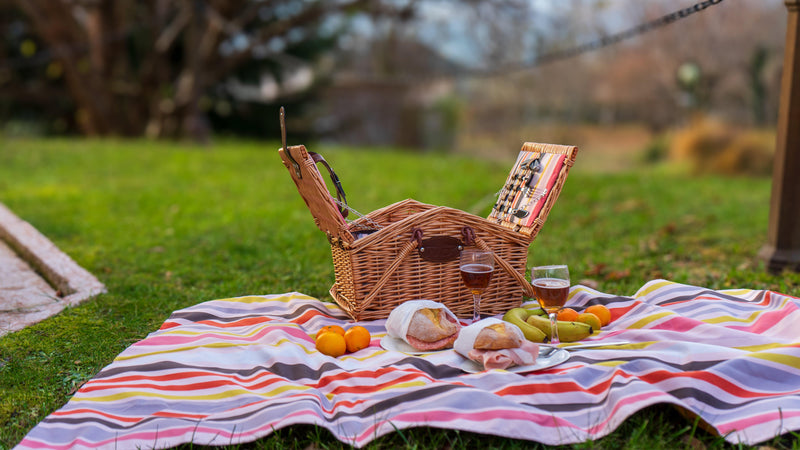Cesto Da Picnic In Vimini Per 2 Persone - Con Tavolo In Bambù, Coperta, Posate E Bicchieri, Ideale Per Outdoor - Foto 3