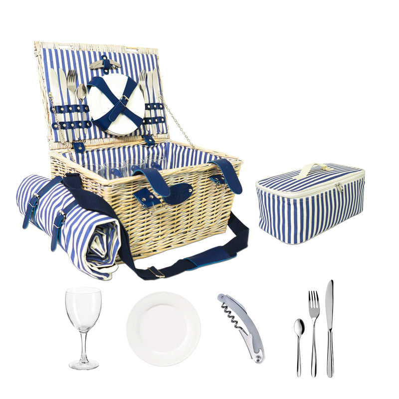 Set Cestino Da Picnic In Vimini Bianco Per 4 Persone WD Lifestyle