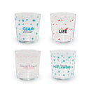 WD Lifestyle | Set 4 bicchieri in vetro decorati con scritte