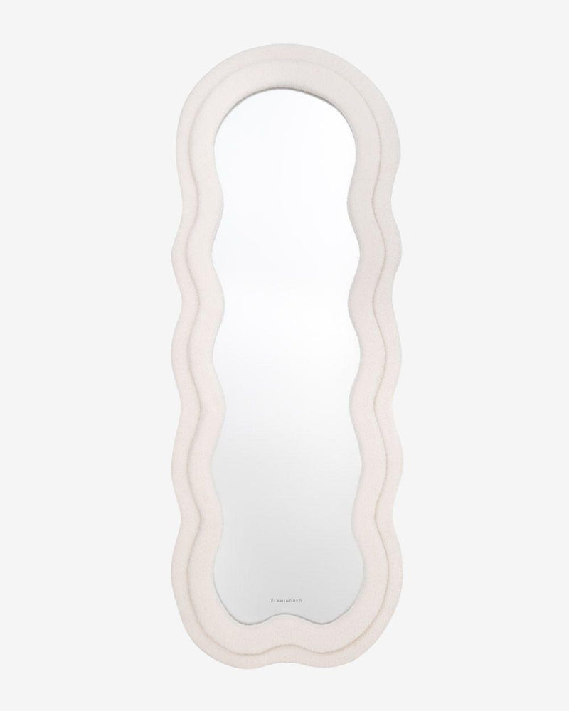 Specchio Wavy Mirror Charlotte Ondulato da Parete e da Terra in tessuto Bianco/Beige - Flamingueo