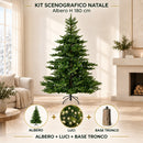 Kit Scenografico Natale | Albero Grandis Fir H 180 cm con Base Tronco e 750 LED
