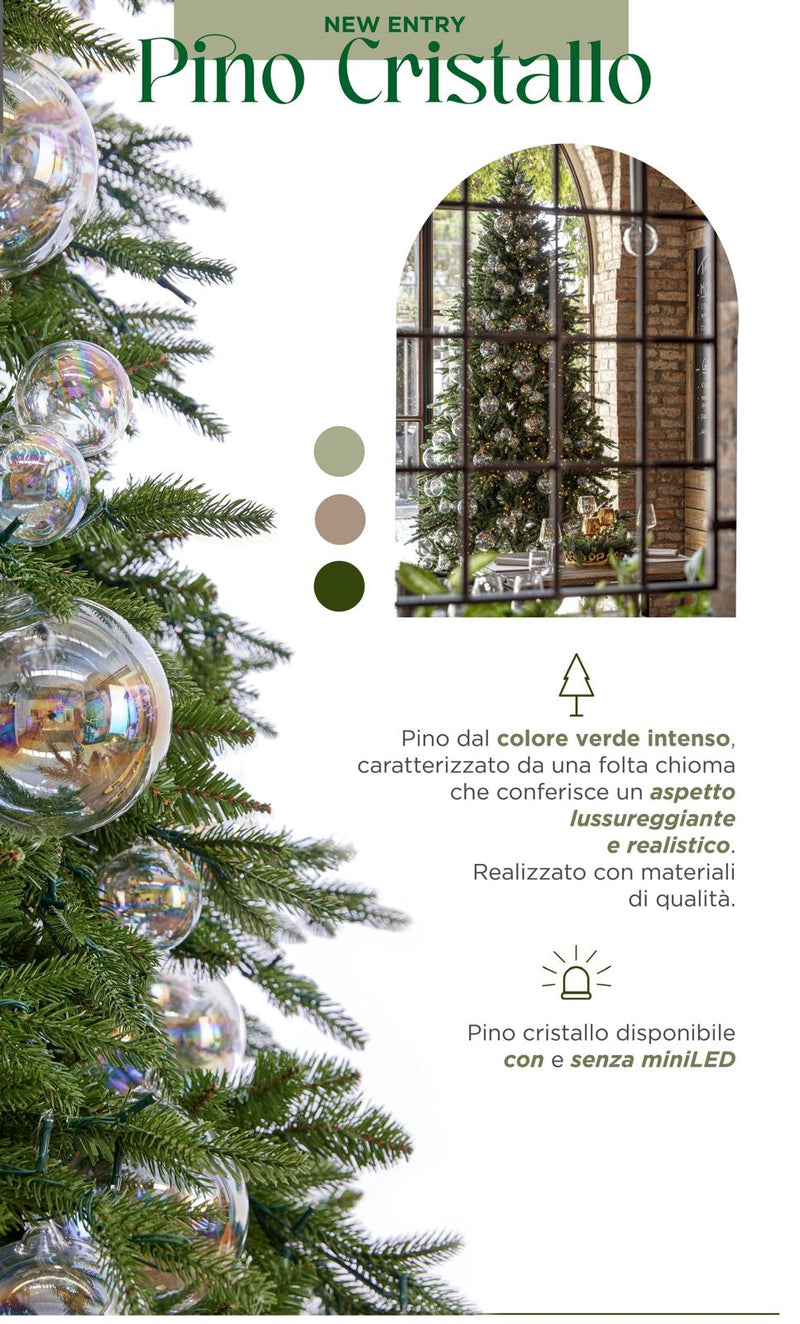 Enzo De Gasperi Albero di Natale Pino Cristallo H 240 cm con Luci 2500 MiniLED