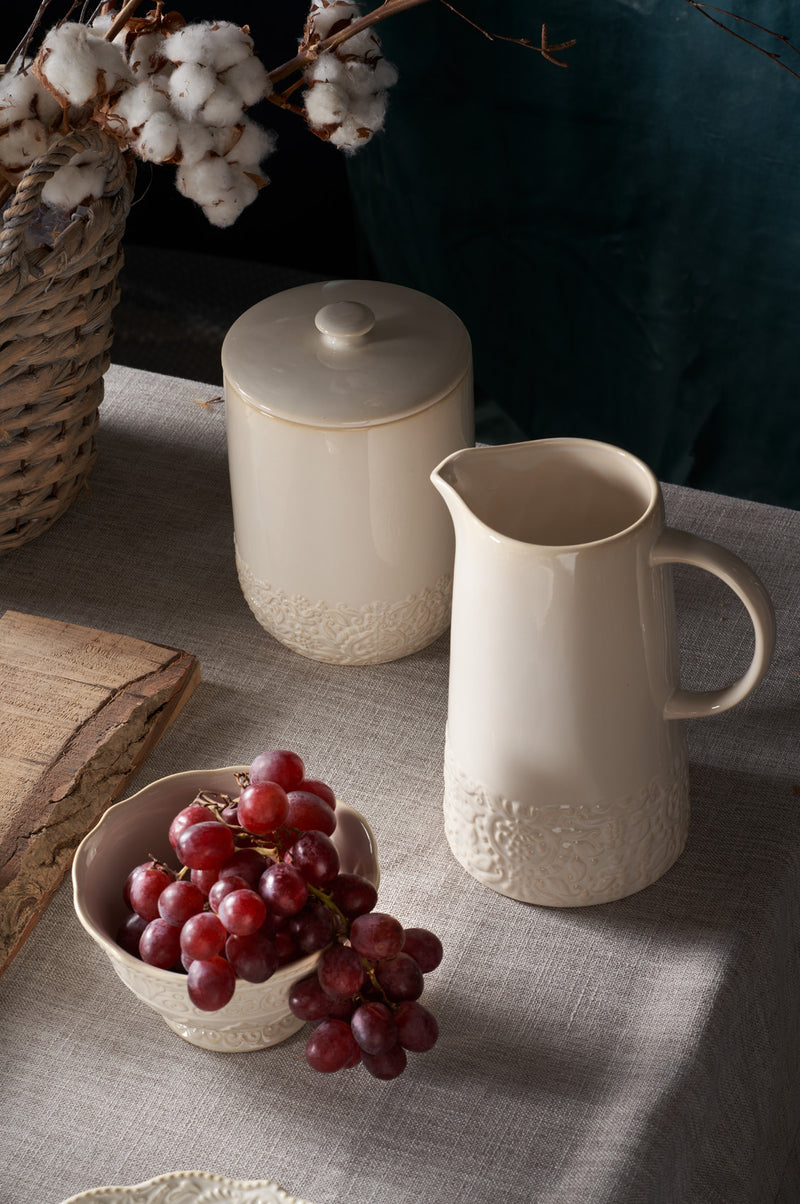 Galbiati Milano | Biscottiera in ceramica con decori a rilievo Sibilla