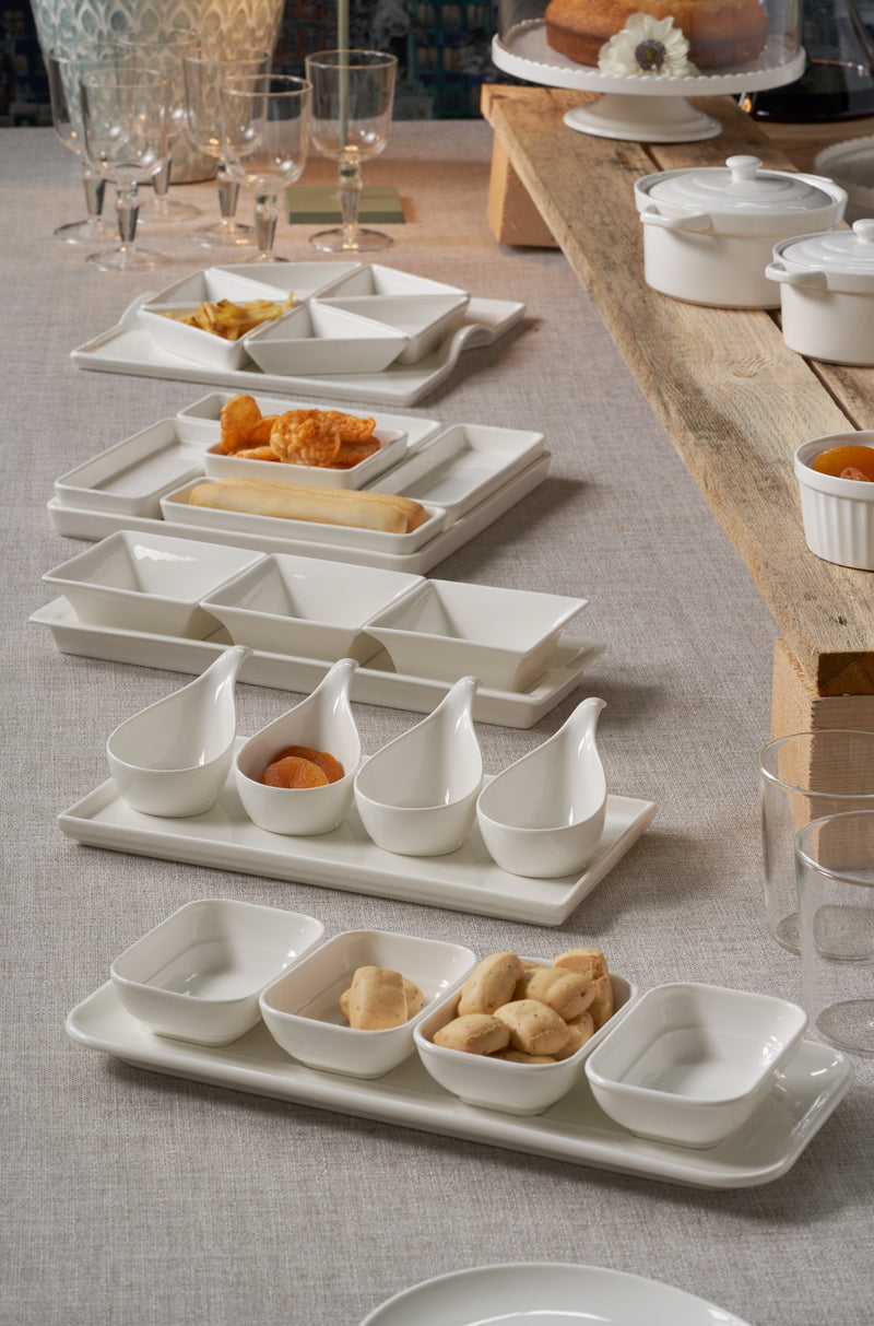 Galbiati Milano | Set 4 Pz Antipastiera rettangolare in porcellana alluminica Convivio