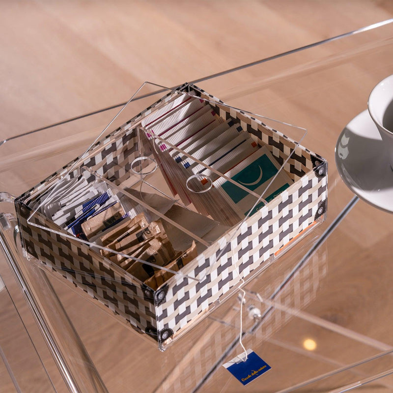 Contenitore Break Multiuso trasparente con decoro e coperchio Vesta